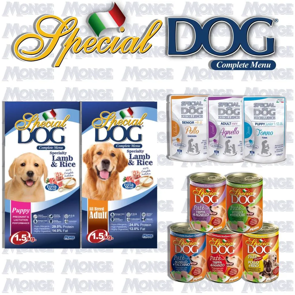 Special Dog Wet Food in 400g Can by Monge for All-Life Stages, Pate, Hypo-Allergenic