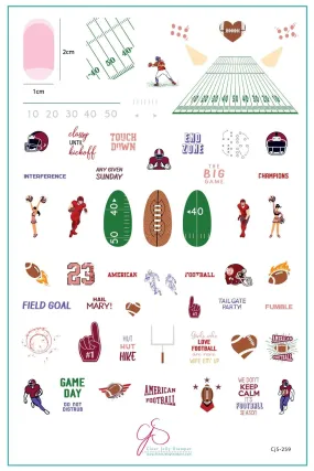 The Big Game (CjS-259) Steel Nail Art Layered Stamping Plate