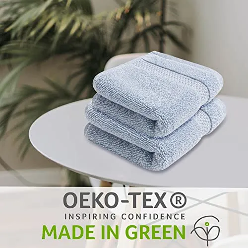 Vivendi 8-Piece Towel Set, 100% Cotton, Infinity Zero Twist (4 Bath Towels, 2 Hand Towels, 2 Wash Towels) Super Soft, Highly Absorbent Towels for Bathroom (Spa Blue)