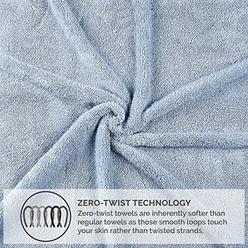 Vivendi 8-Piece Towel Set, 100% Cotton, Infinity Zero Twist (4 Bath Towels, 2 Hand Towels, 2 Wash Towels) Super Soft, Highly Absorbent Towels for Bathroom (Spa Blue)